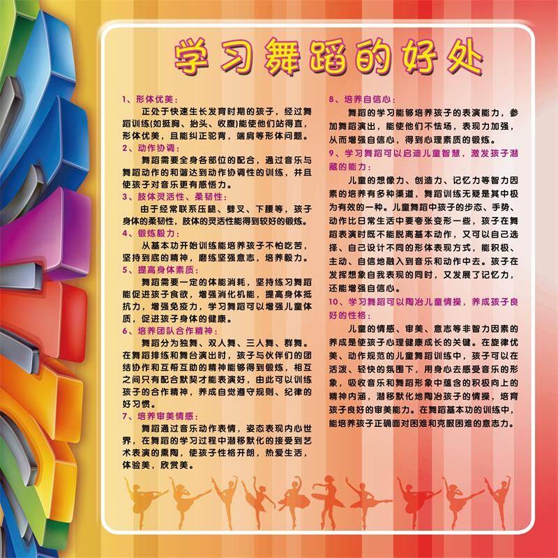 儿童少儿学习舞蹈好处海报挂图舞蹈培训班海报相框广告清壁画海报
