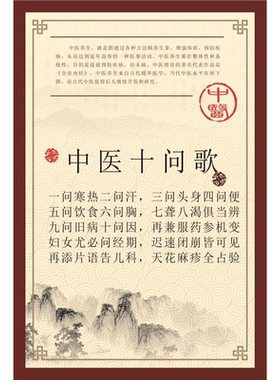 中医十问歌中医馆诊所医院诊疗养生装饰画海报挂画墙贴墙纸挂图