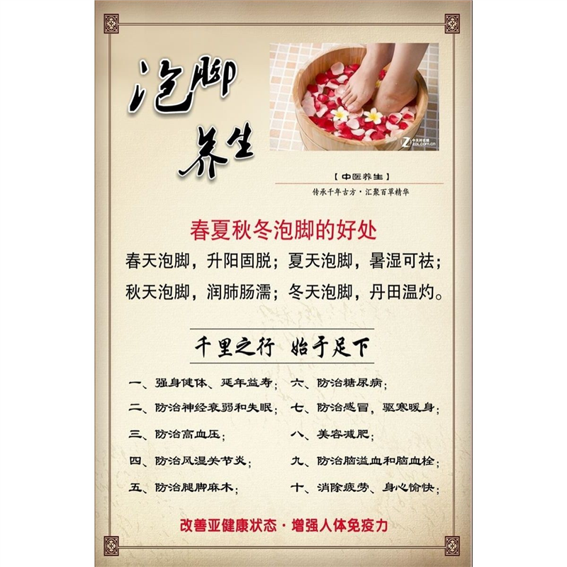 足疗十大好处洗脚泡脚足浴店保健按摩养生会馆广告海报宣传画墙贴