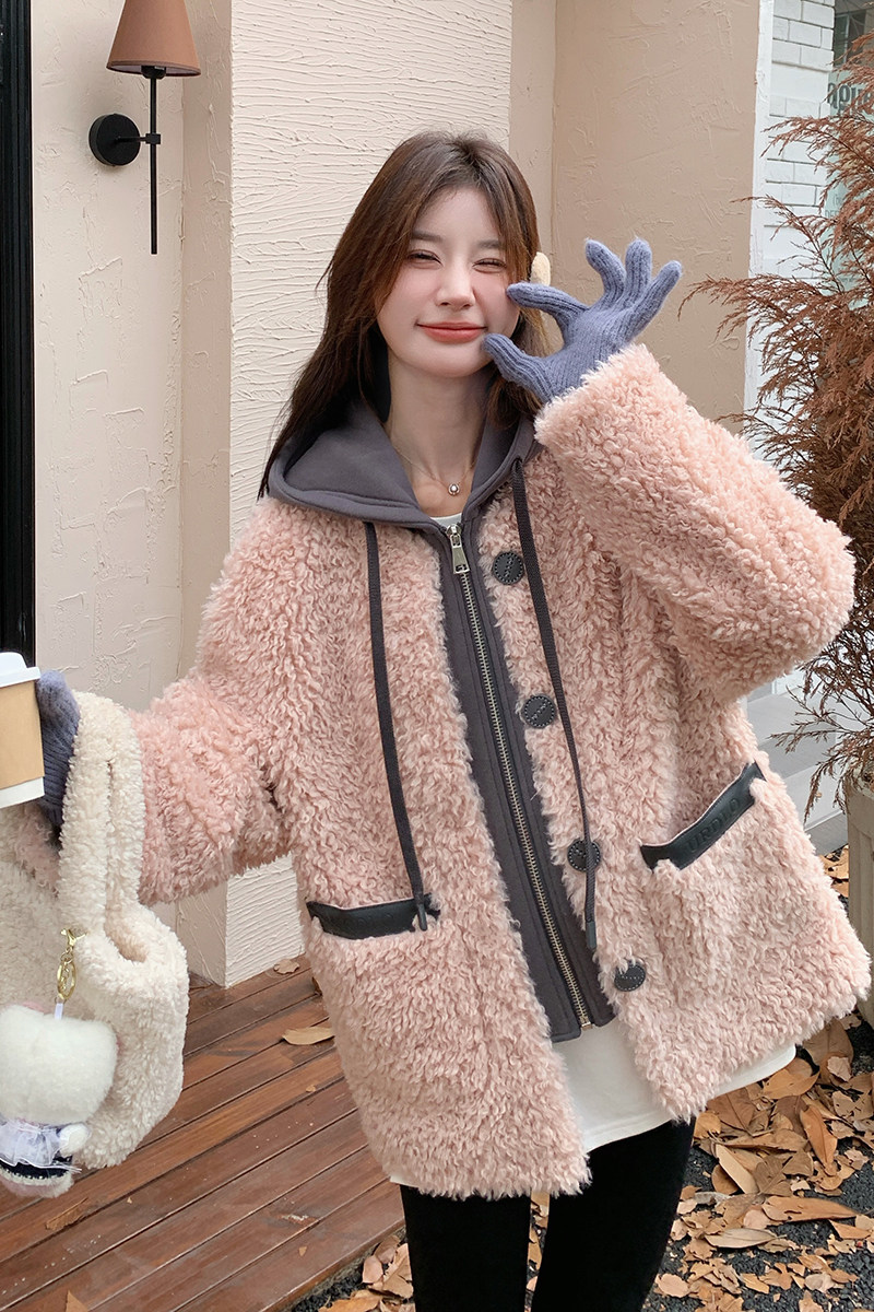 冬季新款羊羔毛拼接减龄小风香外套203-8805-P195K278,女装短外套,浙宝203