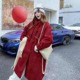 2025冬季新款加厚红色长款呢大衣203-9530-P215-K298，女装毛呢外套，浙宝203
