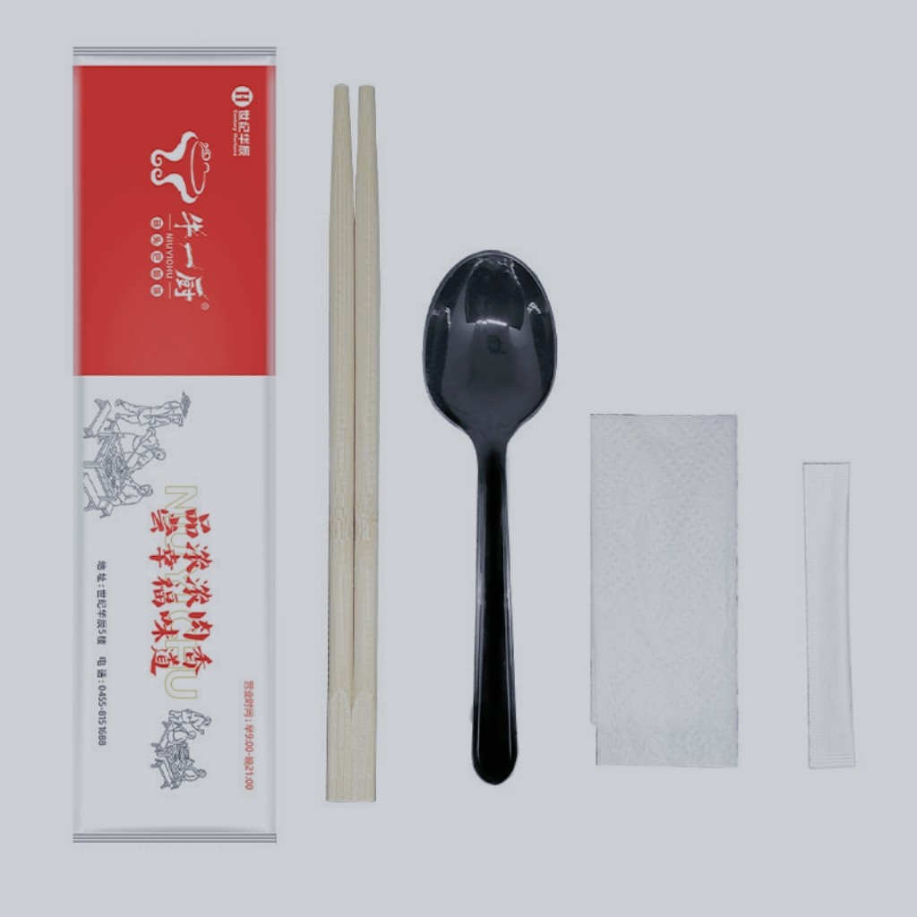 厂家批发外卖快餐一次性独立包装筷子勺子纸巾四件套