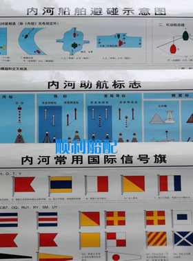 内河船舶避碰图助航图国际信号旗图(一套3份)内河信号图87x58cm