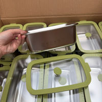 Minojia 304 stainless steel glass lid lunch box, microwave heating fruit bento box, sealed preservation box thumbnail 4