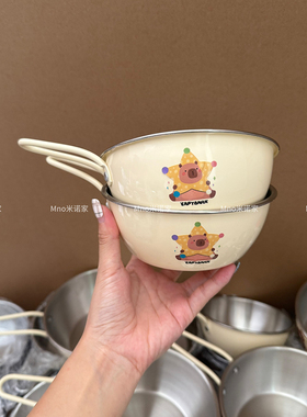 米诺家韩式304不锈钢调料碗带手柄米酒碗家用防摔辅食碗小吃碗