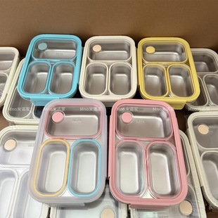 米诺家316不锈钢可微波炉加热饭盒防串味三格分隔密封上班族学生