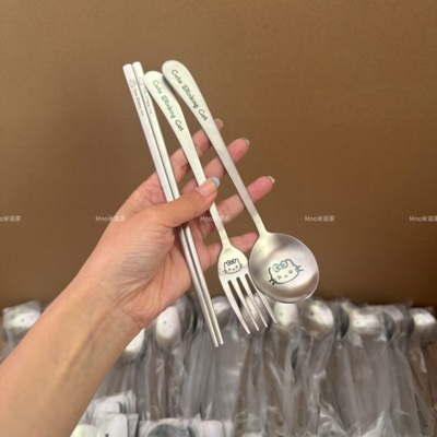 米诺家304不锈钢小猫餐具韩式