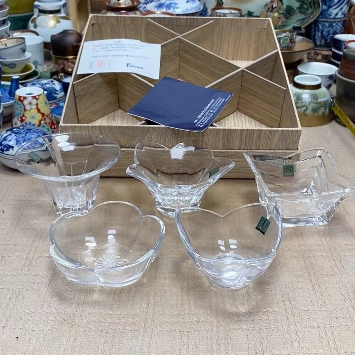 豪雅 手作 水晶小钵 杯 五只