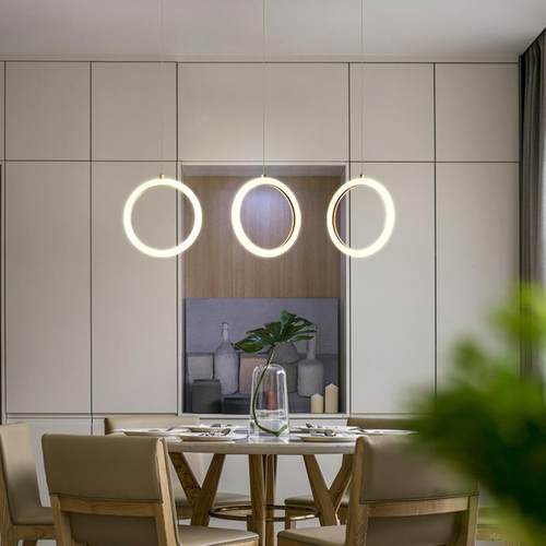 餐厅灯现代简约设计师创意个性北欧楼梯间饭厅吧台灯艺术圆环吊灯