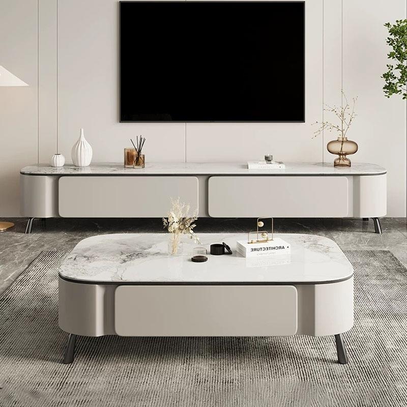 现代简约岩板茶几电视柜组合客厅家用轻奢现代小户型小茶桌