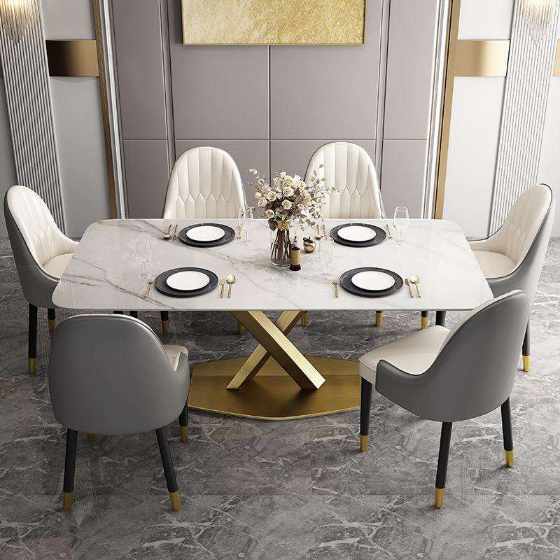 岩板餐桌椅组合大理石饭桌轻奢风现代简约高档家用小户型西餐桌子