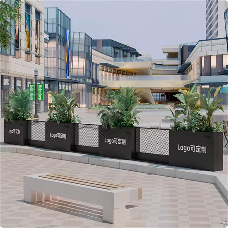 铁艺网格花箱户外组合商业街庭院酒店广场围栏隔断不锈钢花槽花坛