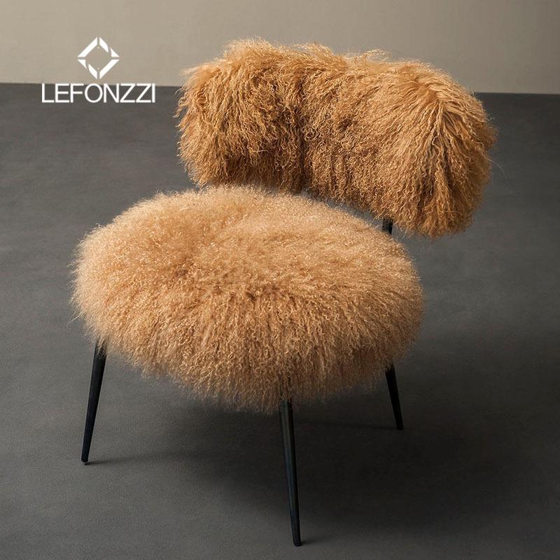 勒方兹BAXTER设计师款羊毛休闲椅意式极简毛毛梳妆台公主椅单人椅