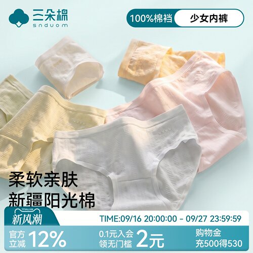 内裤女纯棉少女风4条装