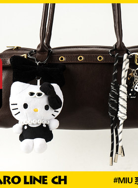 黑色hellokitty包包挂件高级感公仔节日书包小钥匙扣可爱kt猫情侣