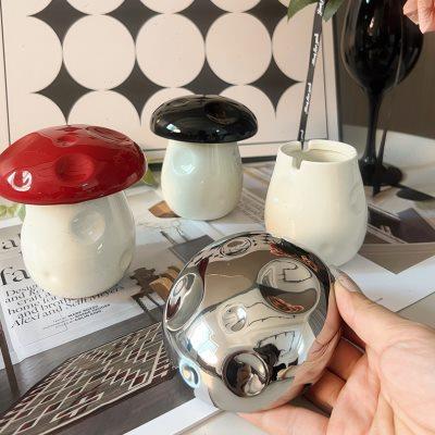 蘑菇烟灰缸轻奢时尚潮流个性家用客厅茶几烟缸盅可爱办公室防飞灰