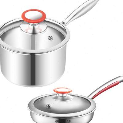 316不锈钢宝宝辅食锅婴儿立匠一体小奶锅煎锅不粘奶锅专用平底锅