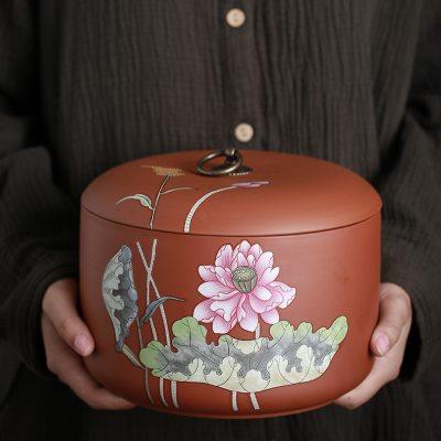 琛森 紫砂茶叶罐密封罐普洱茶4饼收纳盒白茶也储存罐空罐包装盒
