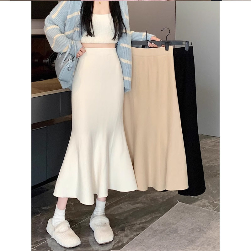 修身高腰鱼尾裙女春秋韩