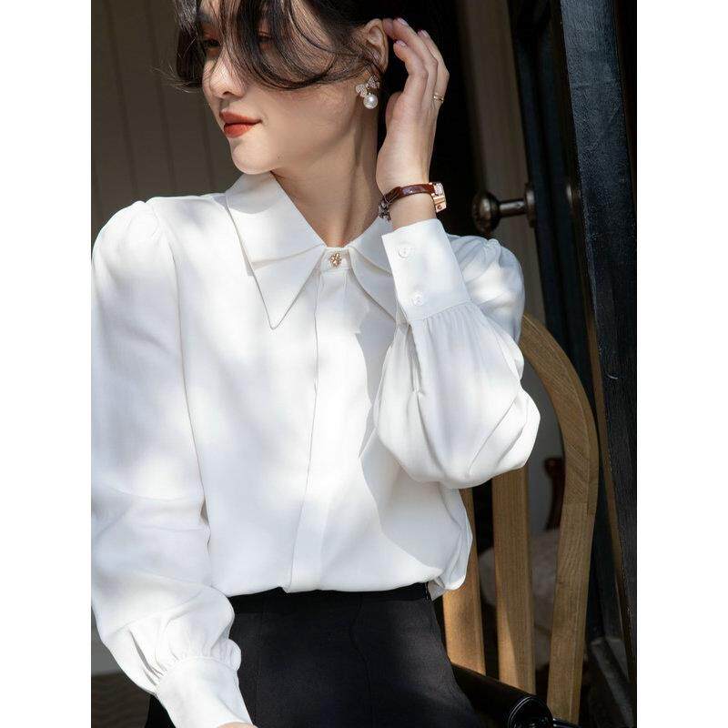 实拍春款女装年新款白衬衫女早春韩系上衣轻熟穿搭内搭衬衣