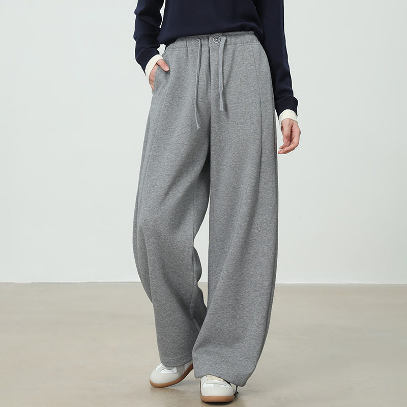 春季美式抽绳运动裤女装宽松垂坠感两穿百搭休闲弯刀裤直筒阔腿裤