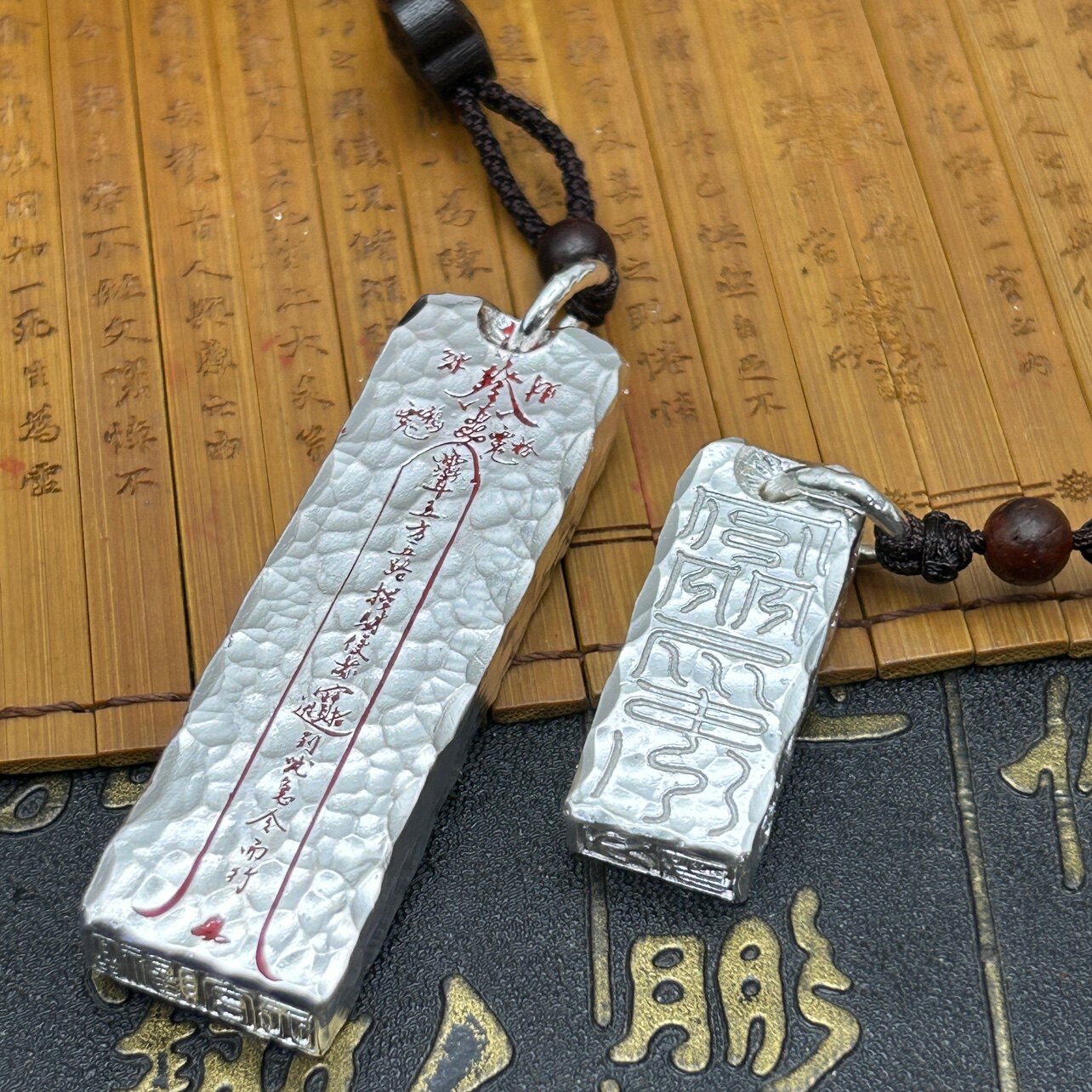 定制实心999纯银银男士随身把玩手把件五路财神超大印章吊坠