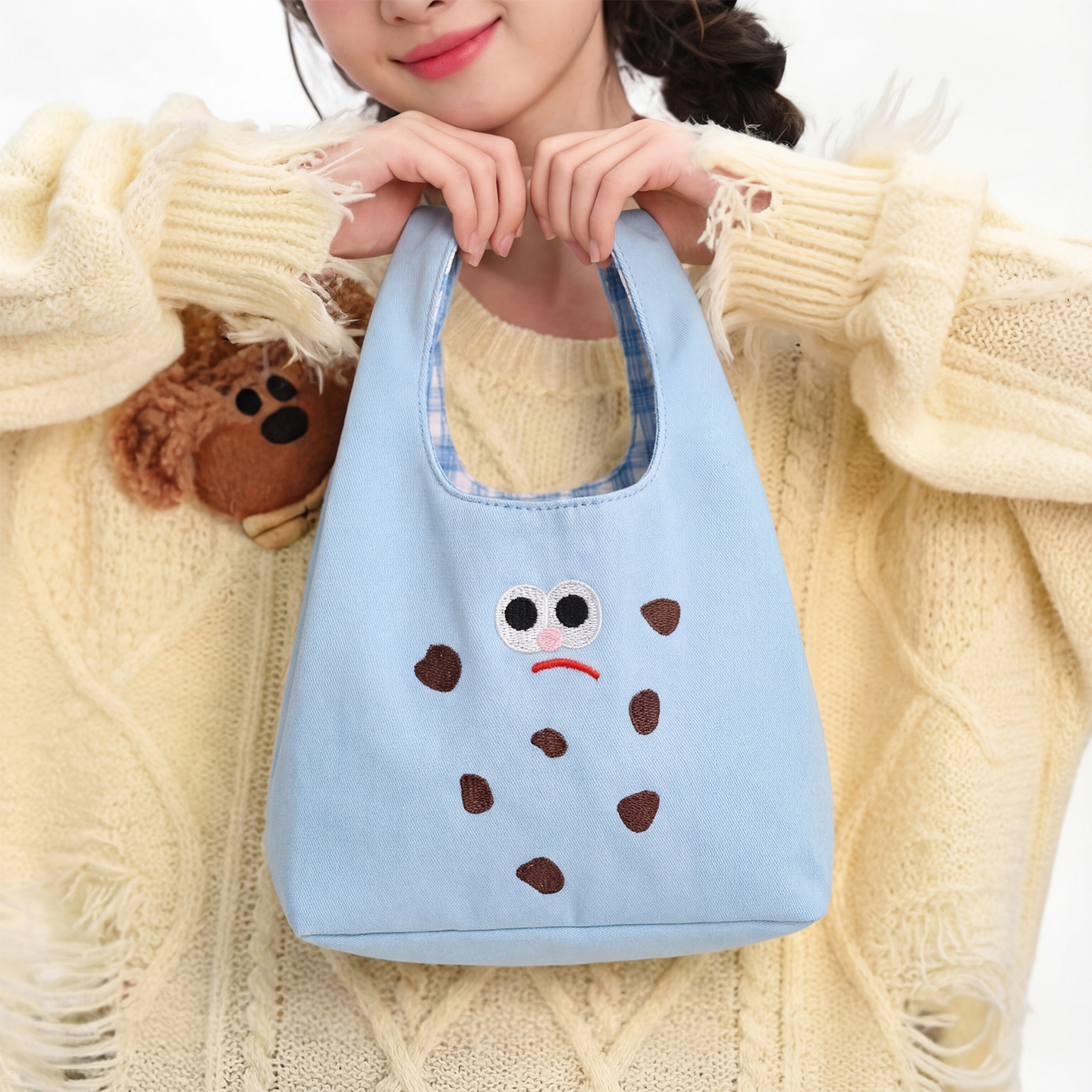 可爱卡通饼干帆布小方包女便携百搭手提包小容量包包通勤收纳包包,箱包皮具/热销女包/男包,小方包,淘宝优惠券,粉丝福利购,淘宝优惠卷