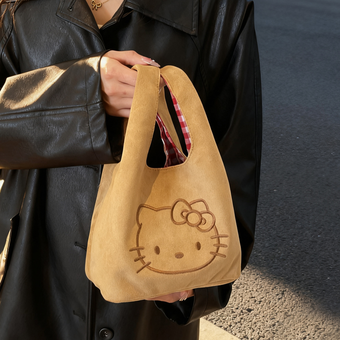 可爱卡通 Kitty刺绣手提包便携收纳小包复古帆布托特包百搭通勤包,收纳整理,其他收纳,淘宝优惠券,粉丝福利购,淘宝优惠卷