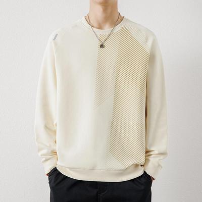 男士休闲卫衣2025春秋季潮流宽松运动上衣斜纹长袖t恤圆领打底衫