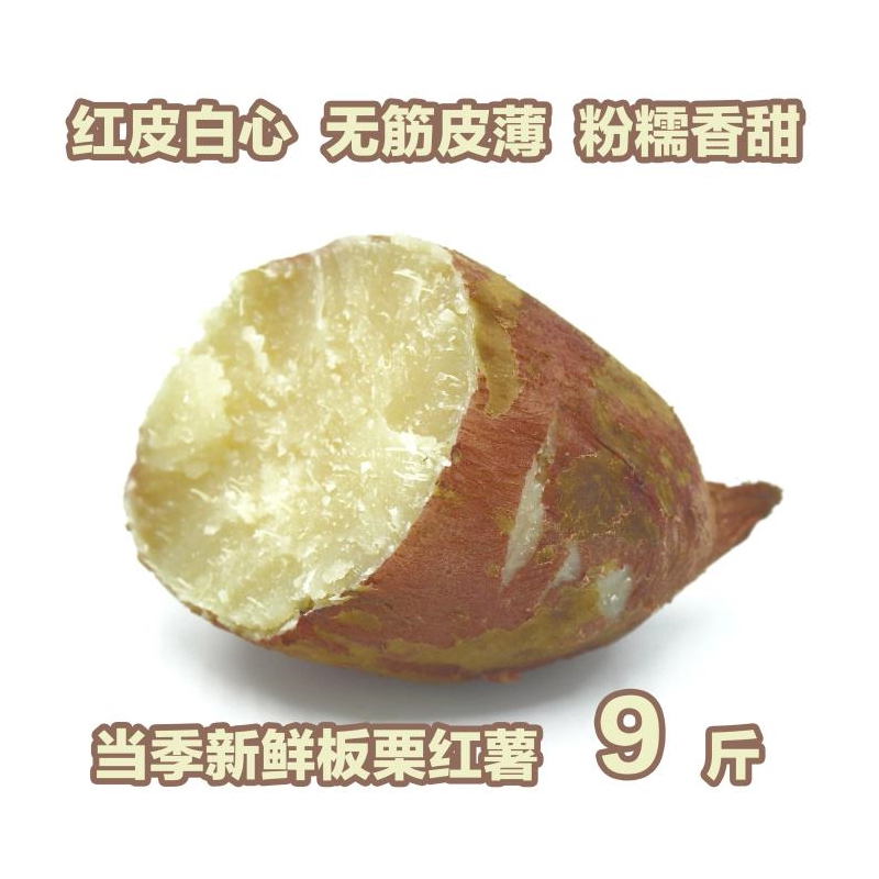 新鲜红皮白心淡黄板栗薯农家自