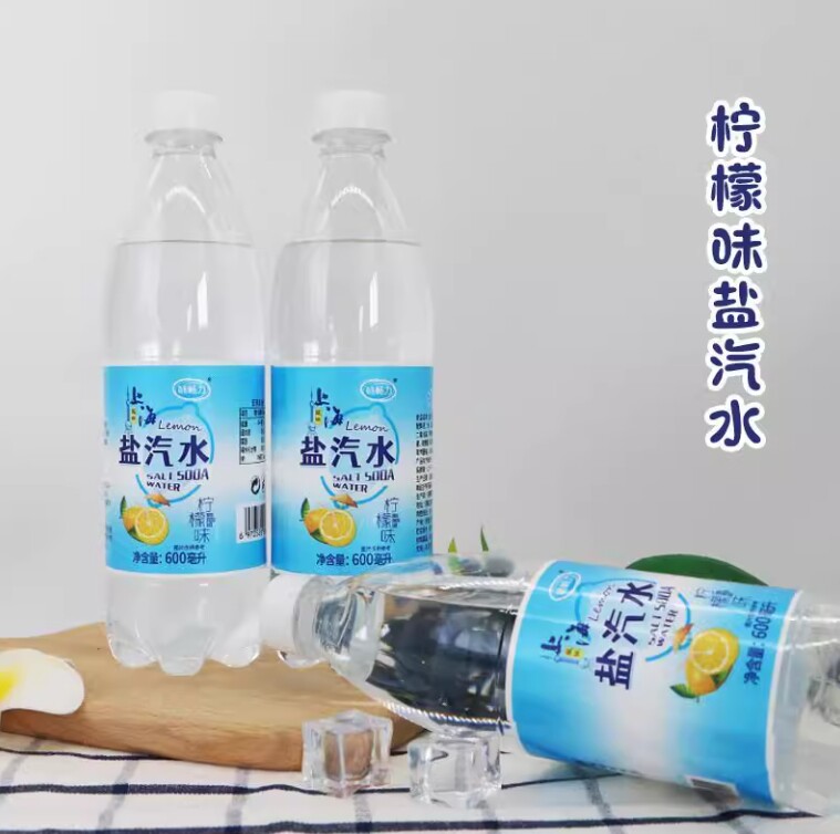 盐汽水柠檬风味上海盐汽水600ml*24瓶整箱包邮含气解渴家用商用