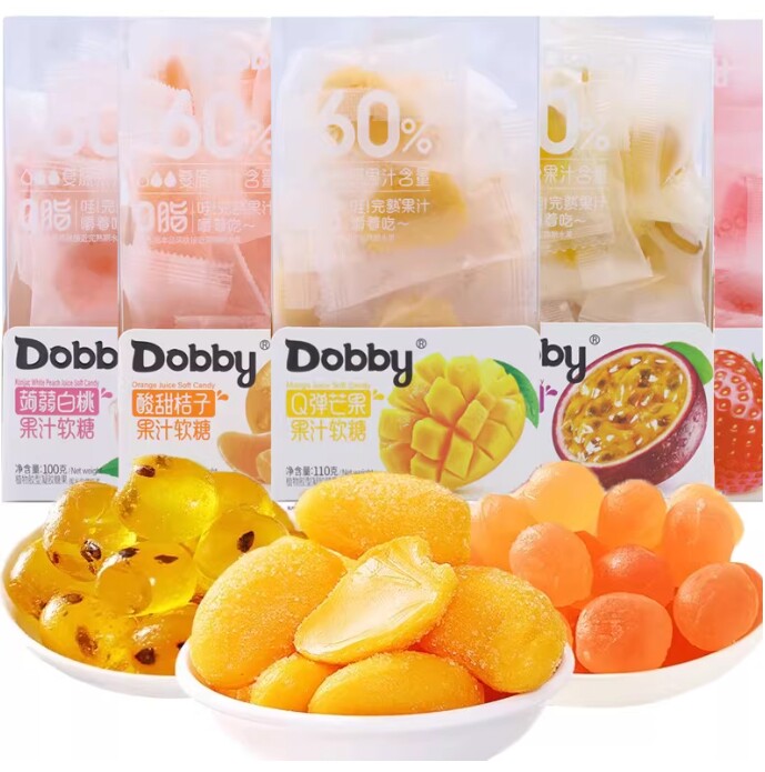 Dobby哆比芒果汁软糖水果QQ糖结婚喜糖儿童零食独立装