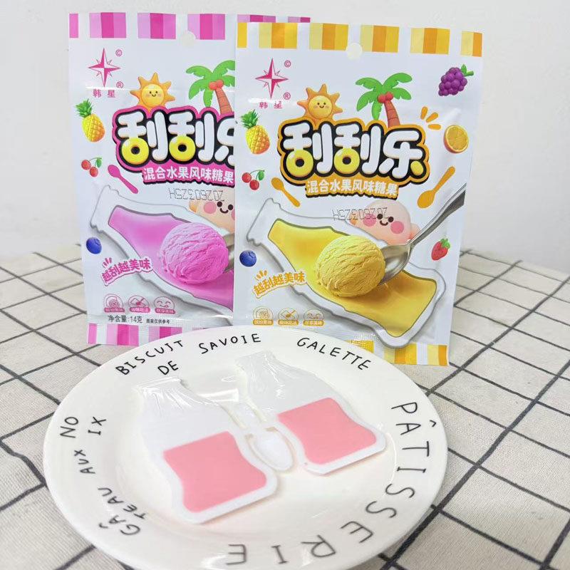 韩星刮刮乐混合水果风味糖果凤梨草莓趣味吃法缤纷休闲网红零食品