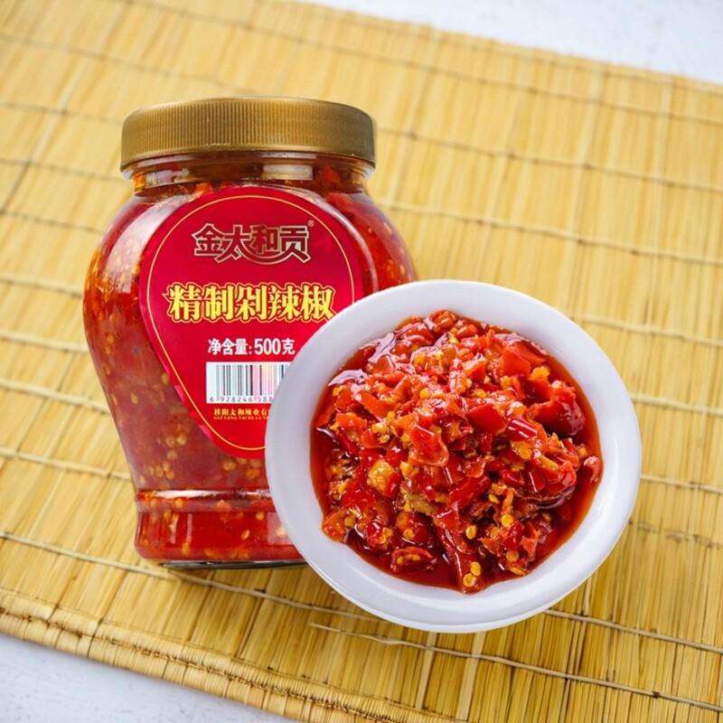 精制剁辣椒500g瓶湖南郴州桂阳土特产金太和贡腌制油炸红辣酱香型