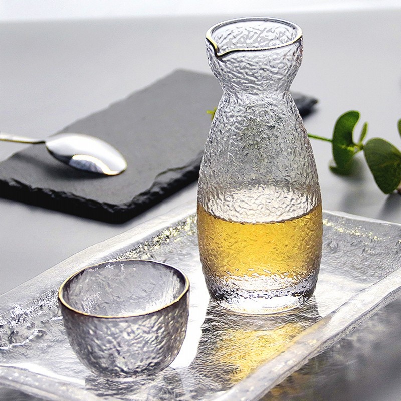 日式锤纹玻璃清酒壶酒具女生酒杯图片