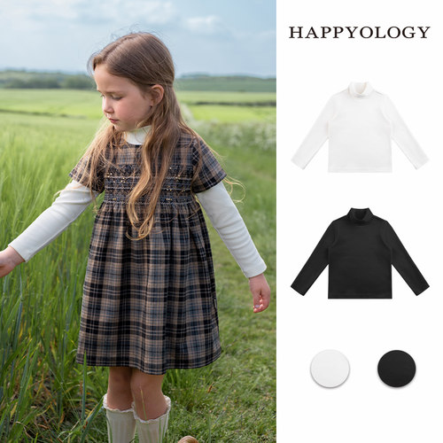 Happyology英国儿童女童春秋针织衫半高领男童上衣童装针织打底衫