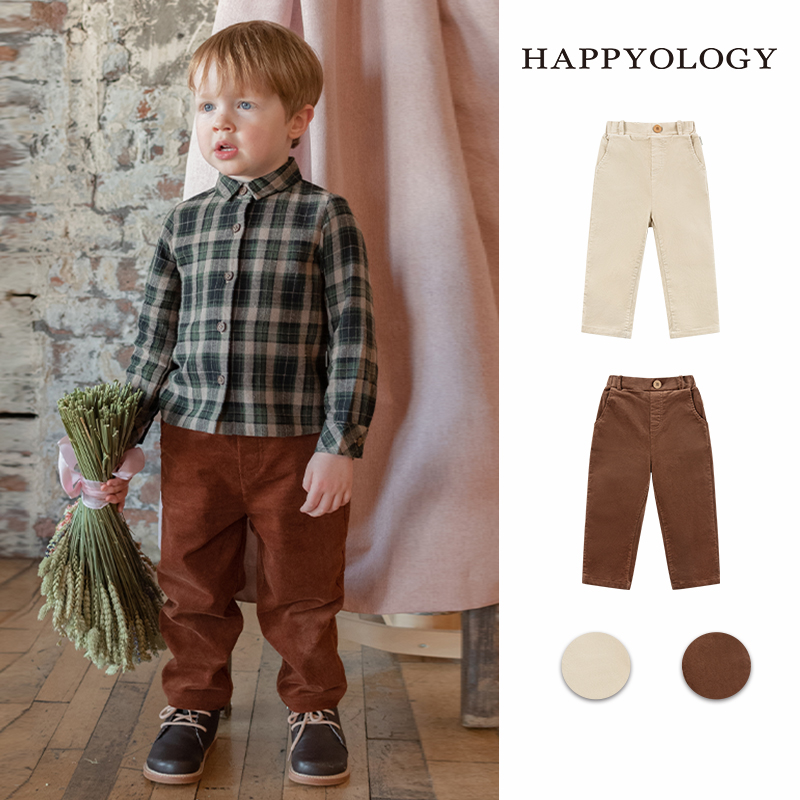 Happyology英国新款裤装儿童春秋童装直筒灯芯绒男女童九分裤裤子