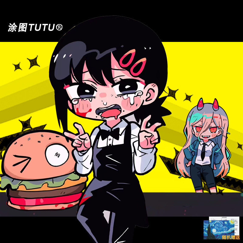 电锯人东山小红帕瓦动漫汽车贴纸车门车身装饰贴电动摩托反光车贴