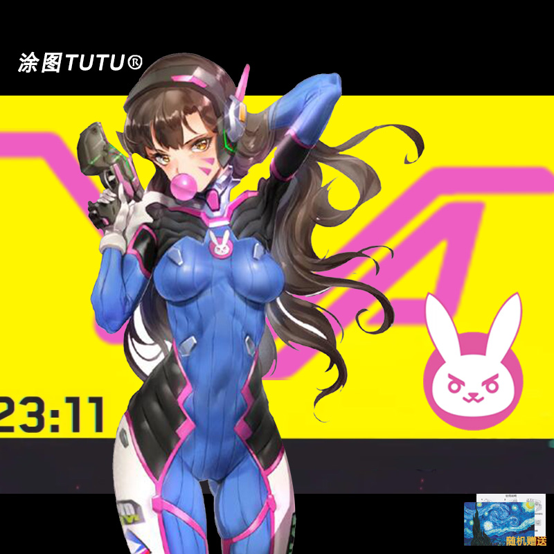 守望先锋机甲少女DVA宋哈娜汽车贴纸车门车身装饰电动摩托反光贴