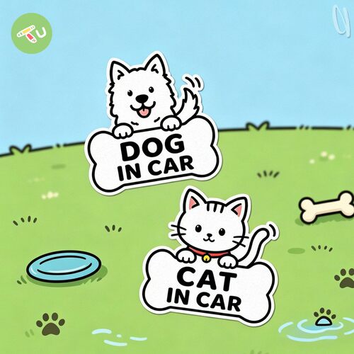 提示宠物车贴DOGCATINCAR反光贴