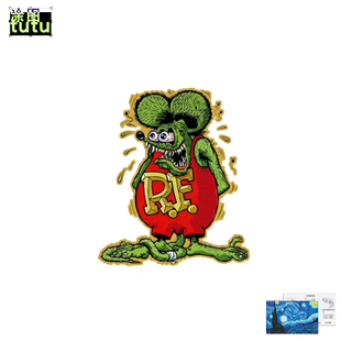 Ratfink芬克鼠绿疯鼠反米老鼠反光电动车车身机箱装饰机箱贴