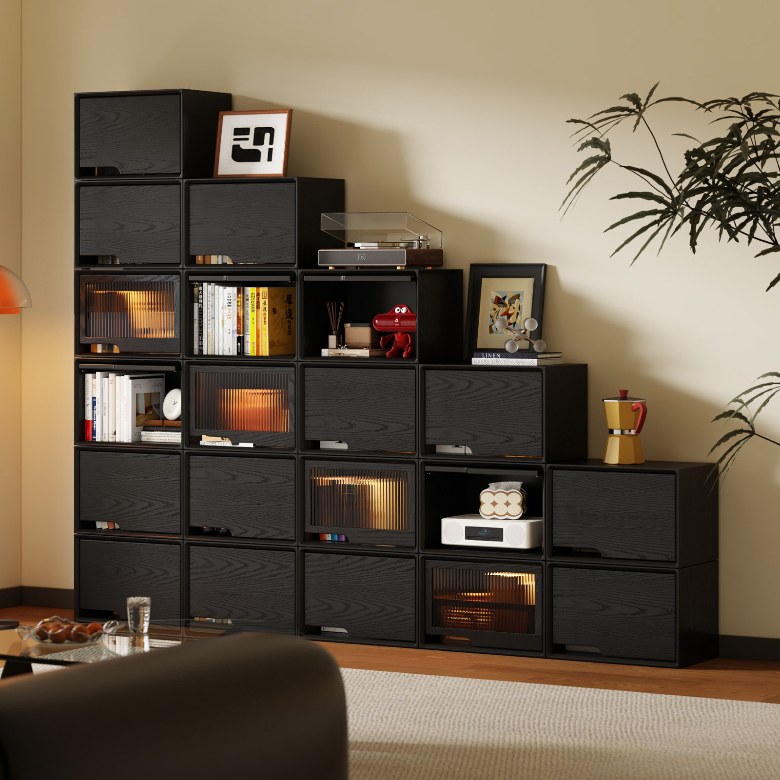 收纳柜可组合置物架落地窄柜立柜实木简易杂物家用储物柜小型柜子