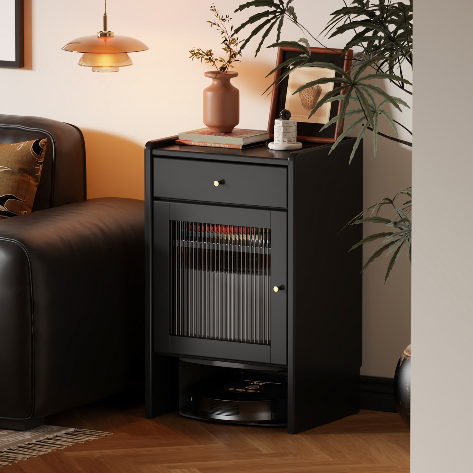 扫地机器人基站置物架可移动通用实木鱼缸柜子沙发边几落地收纳柜