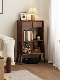 书架实木家庭书架储物架储物柜落地墙窄柜卧室储物柜客厅低柜