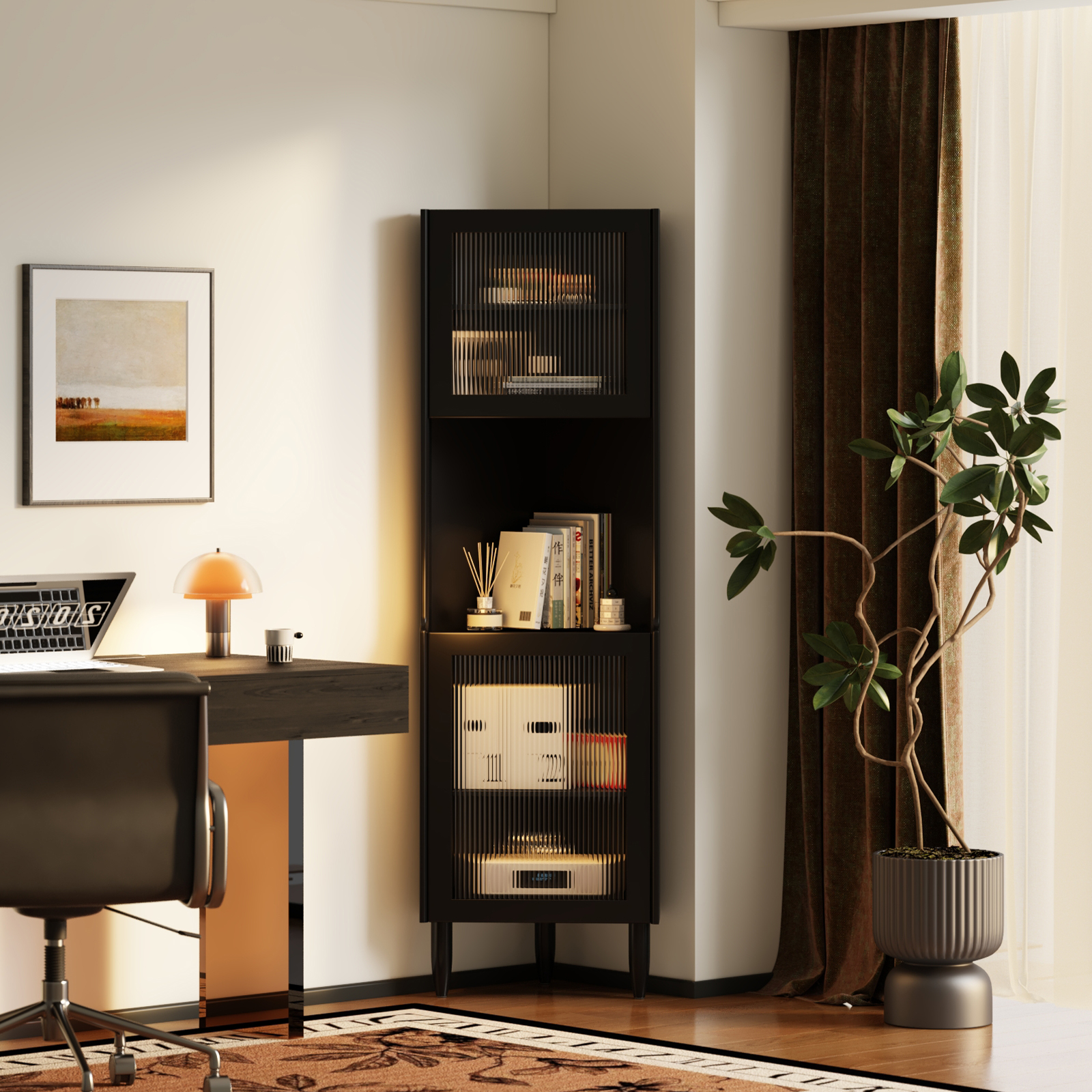 智舍实木转角书架墙角置物架