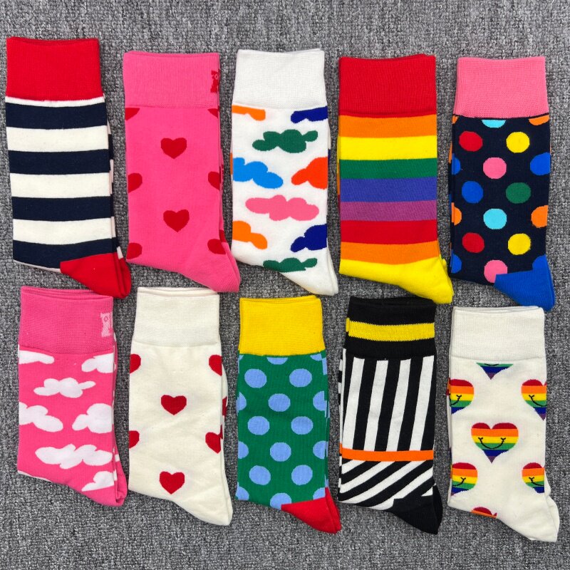 happysocks袜子女多巴胺条纹波点