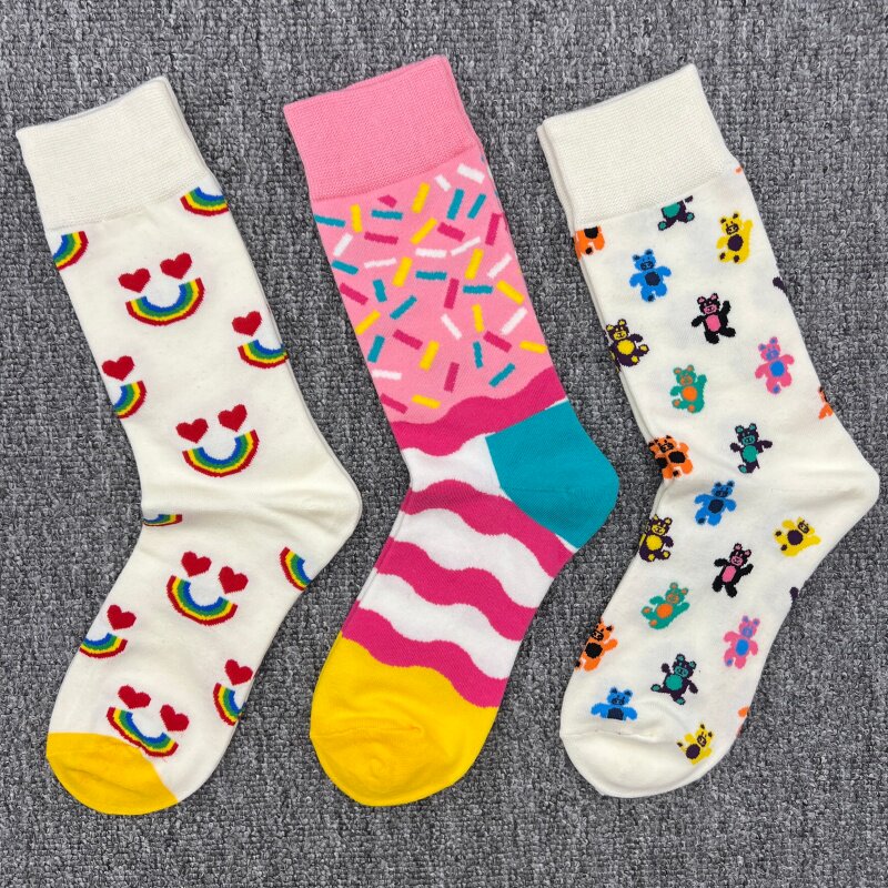 happyscoks袜子瑞典潮牌纯棉中筒袜女多巴胺经典百搭四季外穿袜子