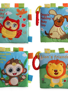 新款布书早教玩具 婴儿英文儿童手掌书动物认知撕不烂响纸LT4960