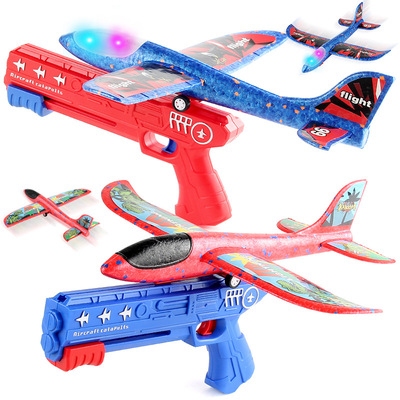 一键发射发光泡沫弹射飞机枪手抛