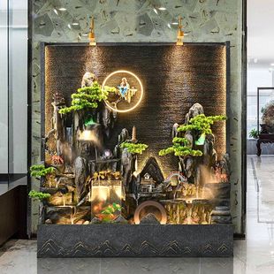 水幕墙流水景观屏风假山水循环喷泉水景客厅庭院鱼池瀑布造景摆件